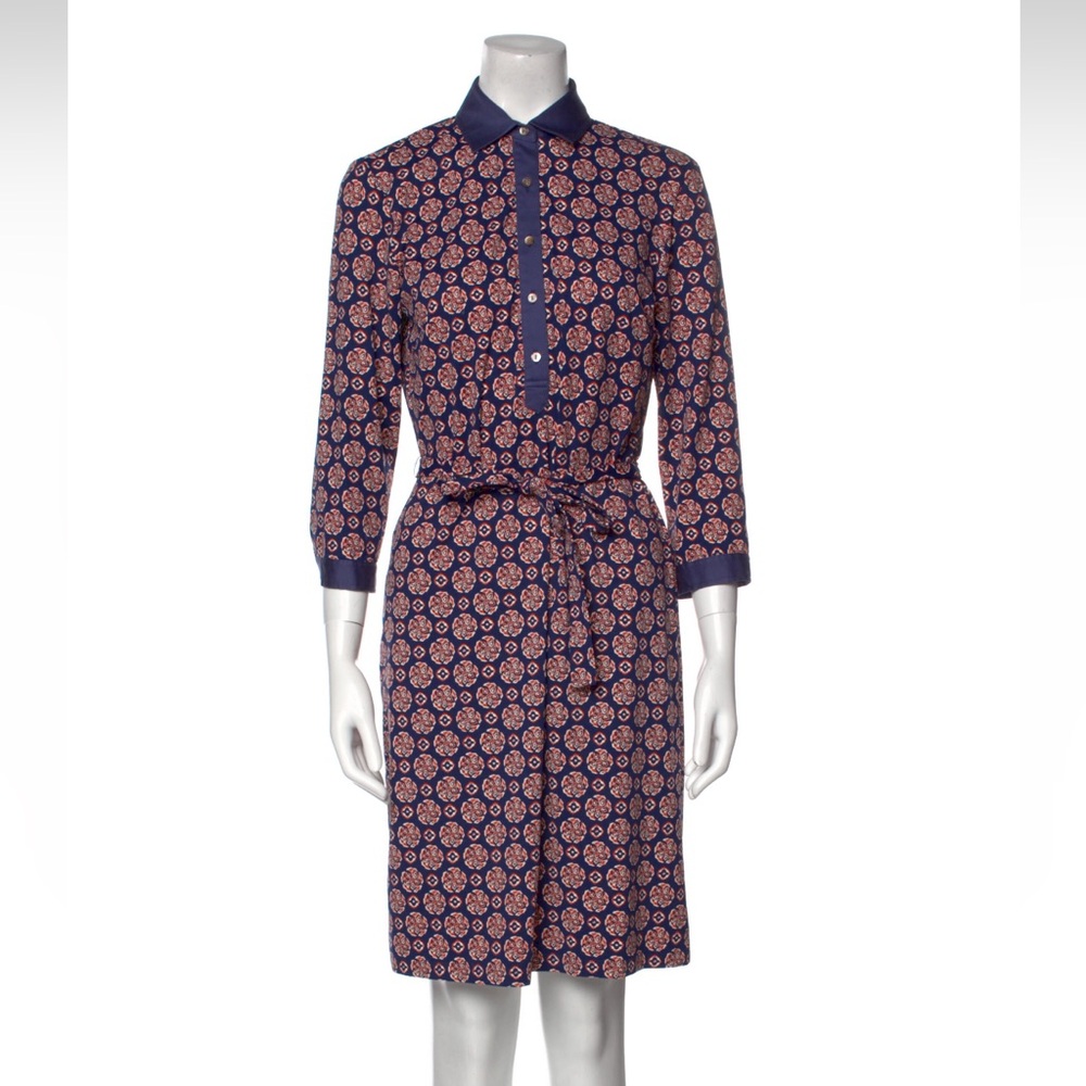 J. Mclaughlin Shirtdress Navy and Red Patterned size S